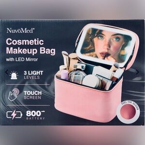 Pink Cosmetic Bag with LED Mirror